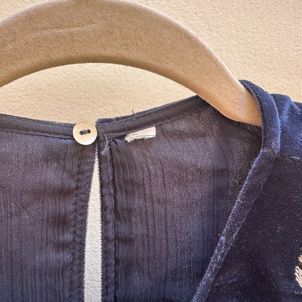 ANTHROPOLOGIE OPERA Brocade Blouse/Tunic Gold Lamé Blue Velvet (meow) Boho Grace - Picture 5 of 6